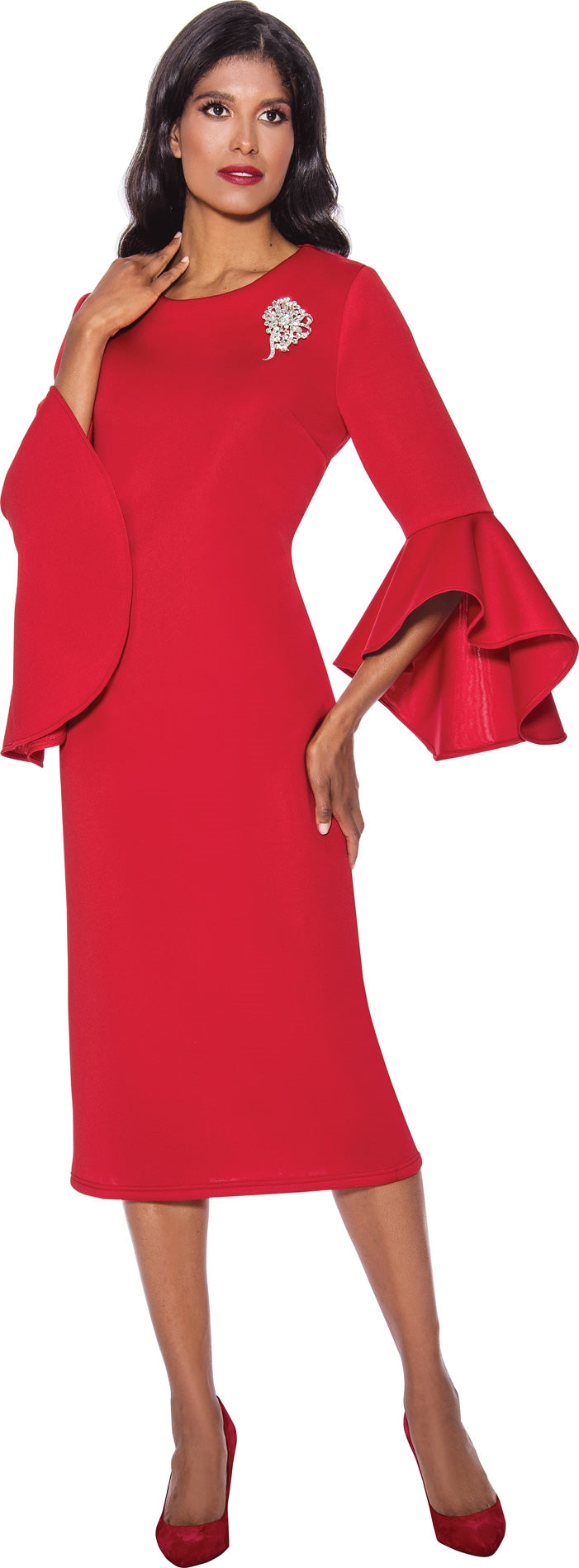 Church Dress By Nubiano 12081C-Red - Church Suits For Less