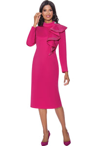 Church Dress By Nubiano 12161C-Magenta - Church Suits For Less