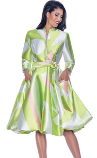 Church Dress By Nubiano 12251C-Pink/Lime - Church Suits For Less