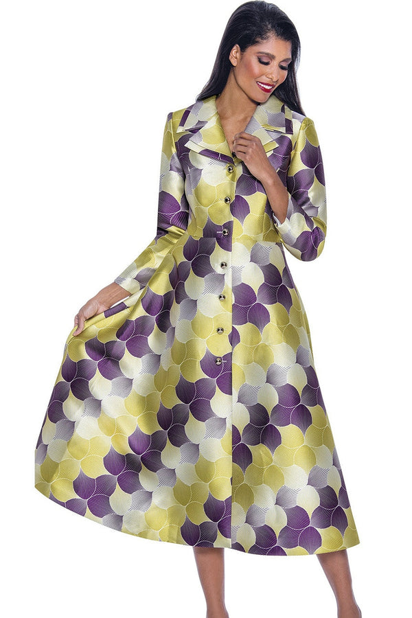 Church Dress By Nubiano 12421C-Purple/Multi - Church Suits For Less