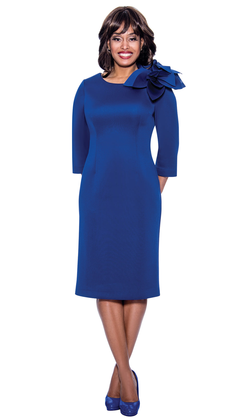 Dress By Nubiano 1441C-Royal Blue - Church Suits For Less