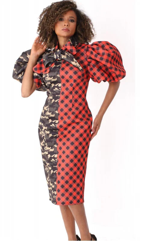 For Her Women Dress 81822C-Camo/Red