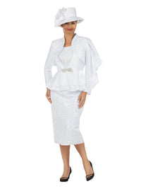 Giovanna Church Suit G1217 White + Camisole - Church Suits For Less