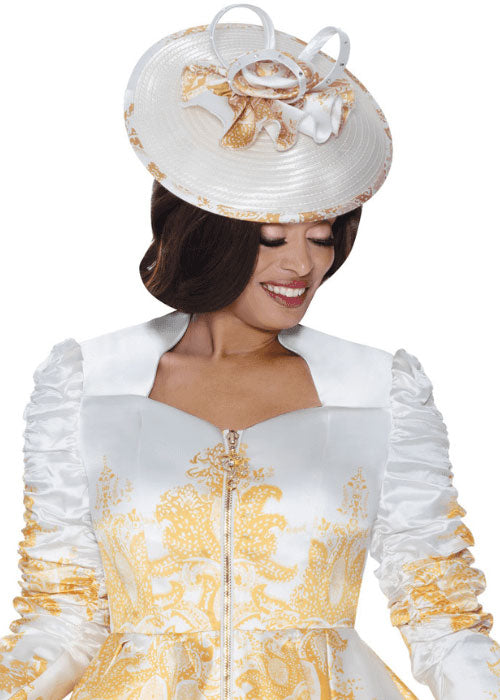 GMI Church Hat 400832-White/Gold - Church Suits For Less