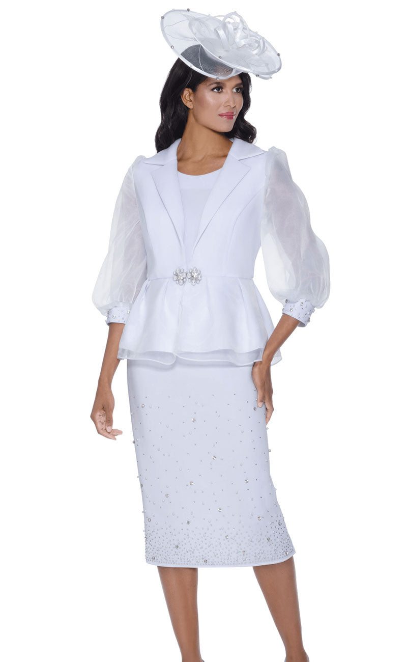 GMI Church Suit 400503-White - Church Suits For Less