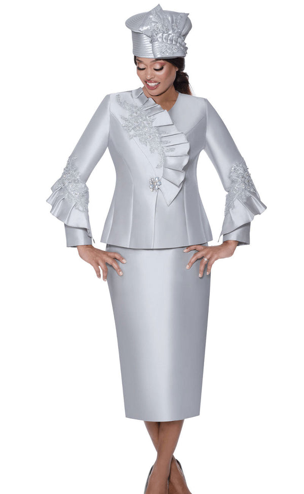 GMI Church Suit 400862-Silver - Church Suits For Less