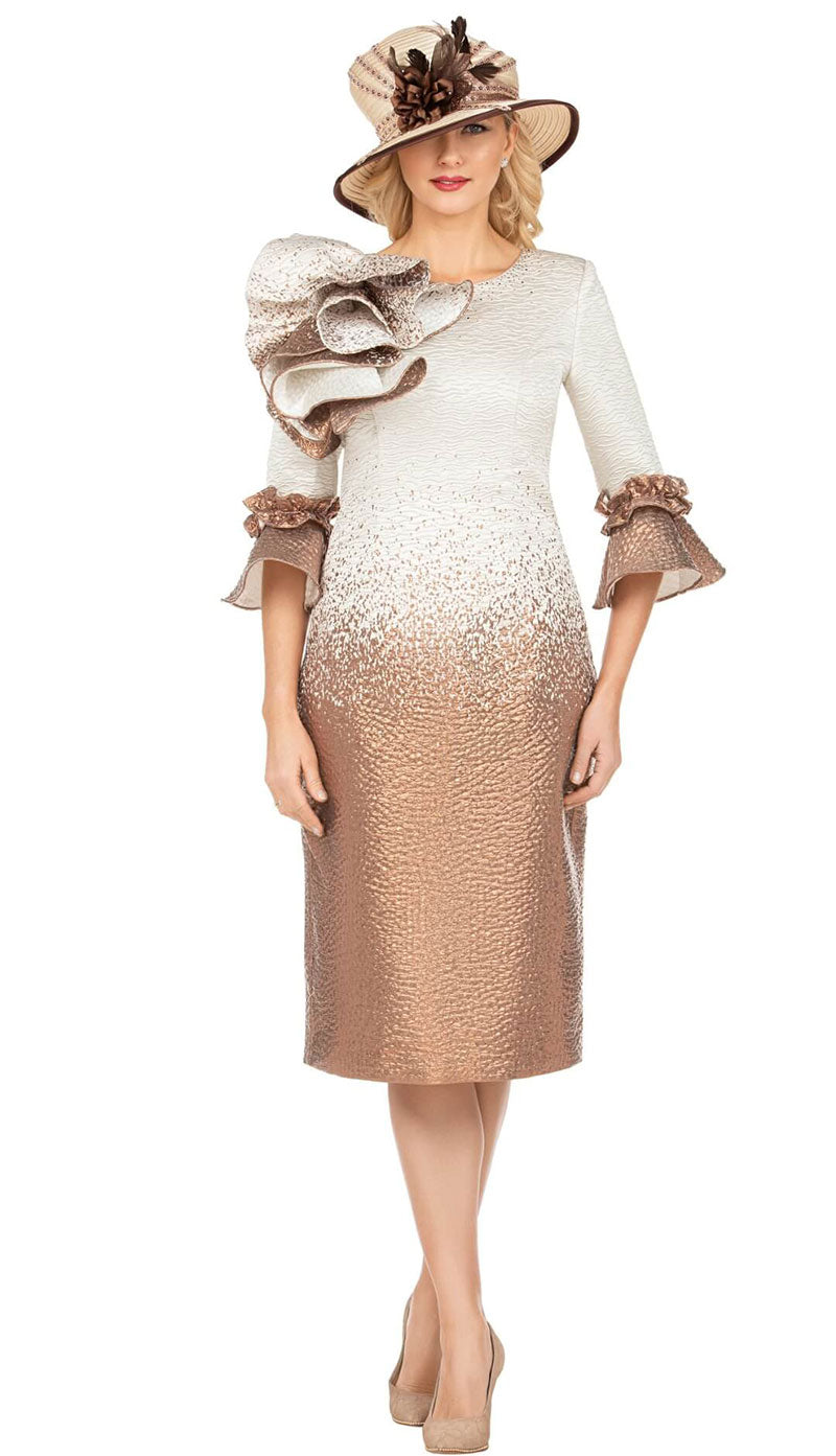 Giovanna Church Dress D1678-Champagne/Brown