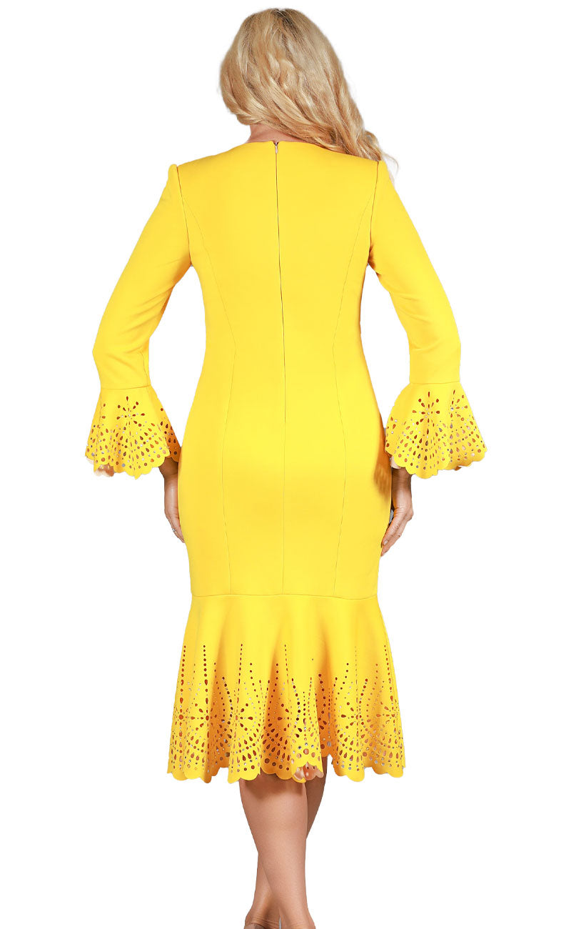 Giovanna Dress D1680C-Yellow Mustard - Church Suits For Less