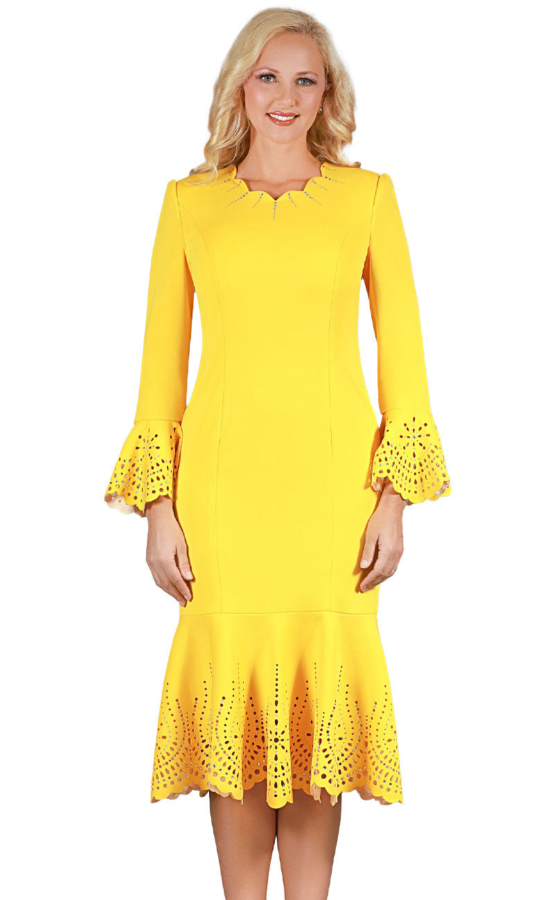 Giovanna Dress D1680-Yellow Mustard - Church Suits For Less