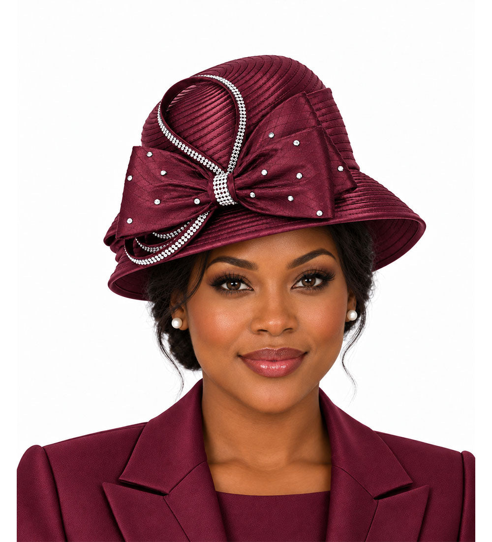 Giovanna Church Hat HR1062-Burgundy