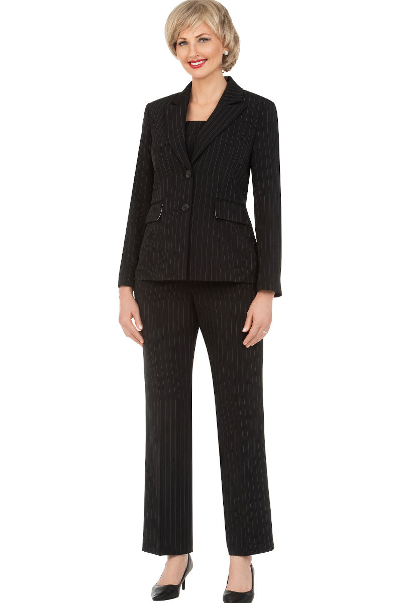 Giovanna Pant Suit S0740-Black/Purple-Stripes