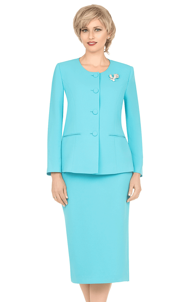Giovanna Usher Suit S0745-Turquoise - Church Suits For Less