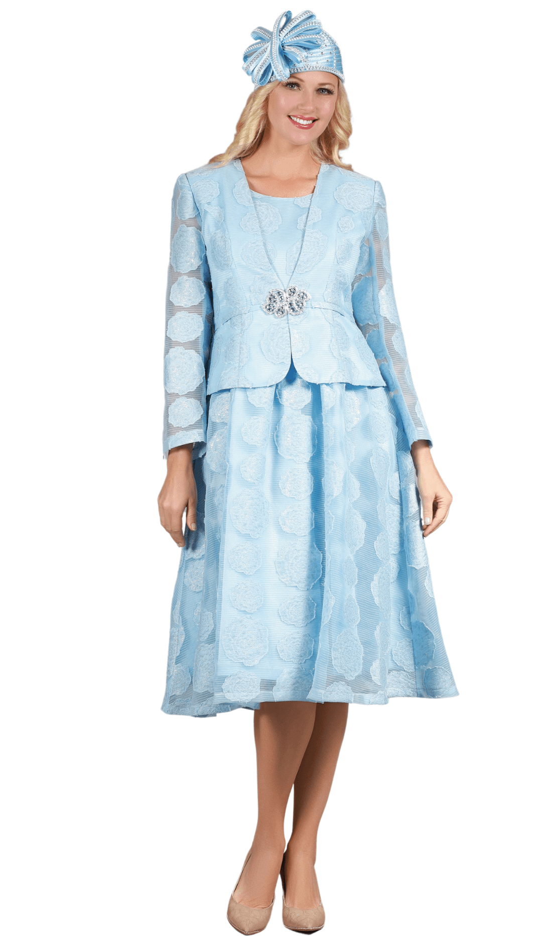 Giovanna Church Dress D1345-Ice Blue - Church Suits For Less