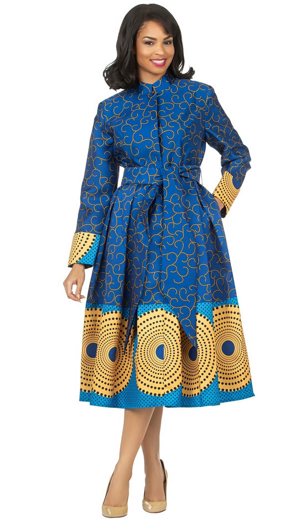 Giovanna Church Dress D1516-Royal/Gold - Church Suits For Less