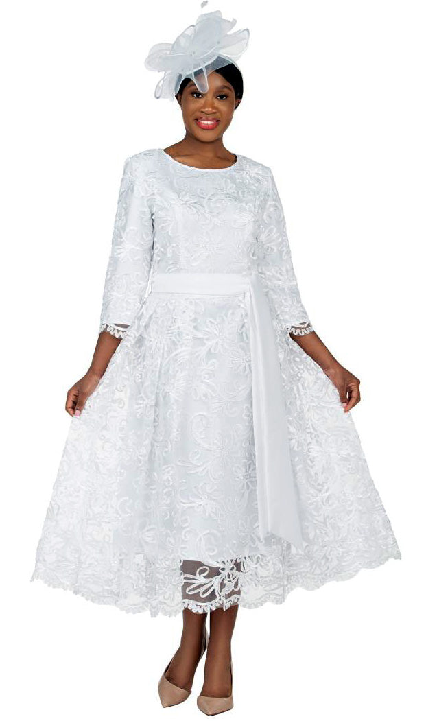Giovanna Church Dress D1561C-White - Church Suits For Less