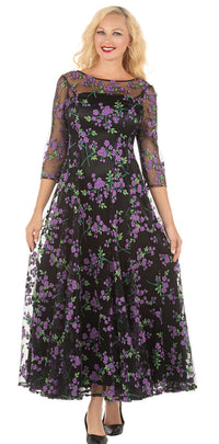 Giovanna Dress D1602-Purple/Black - Church Suits For Less