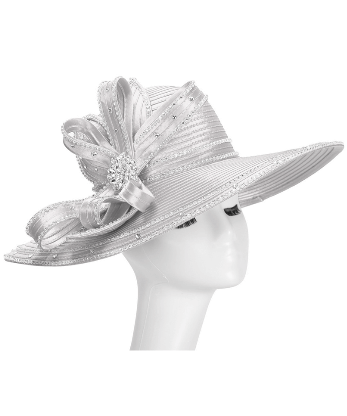 Giovanna Church Hat HR1072-Silver - Church Suits For Less