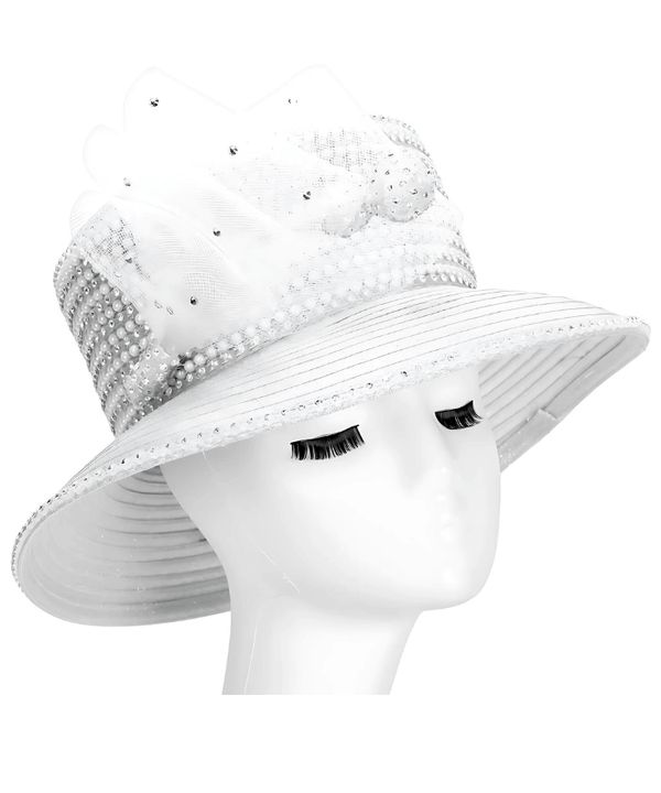 Giovanna Church Hat HR1080-White - Church Suits For Less