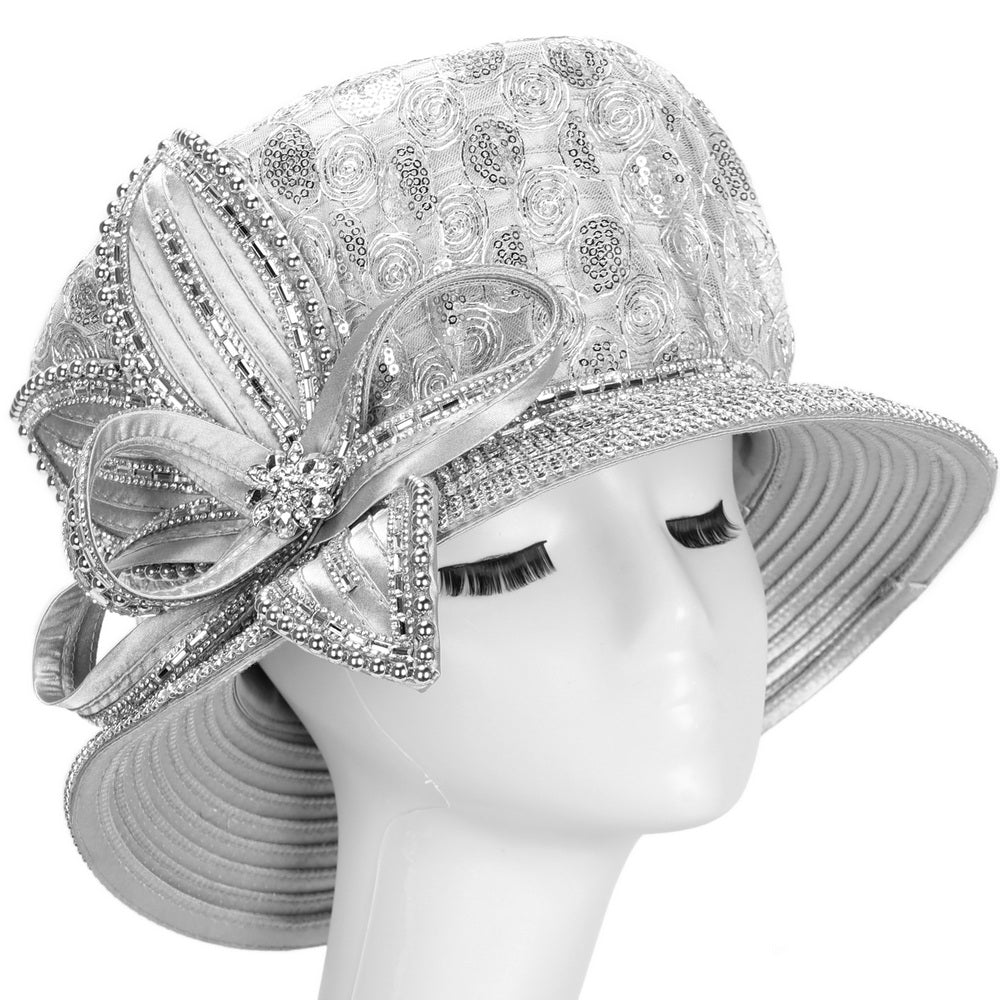 Giovanna Church Hat HR22137-Silver - Church Suits For Less