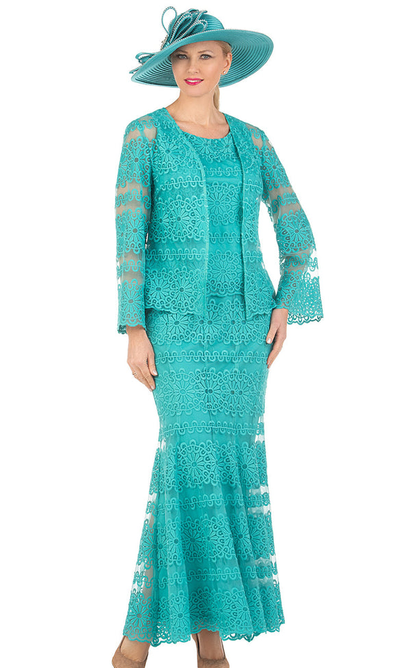 Giovanna Church Suit 0974C-Sea Green - Church Suits For Less