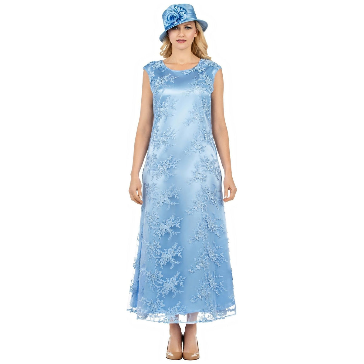 Giovanna Dress D1510C-Blue - Church Suits For Less