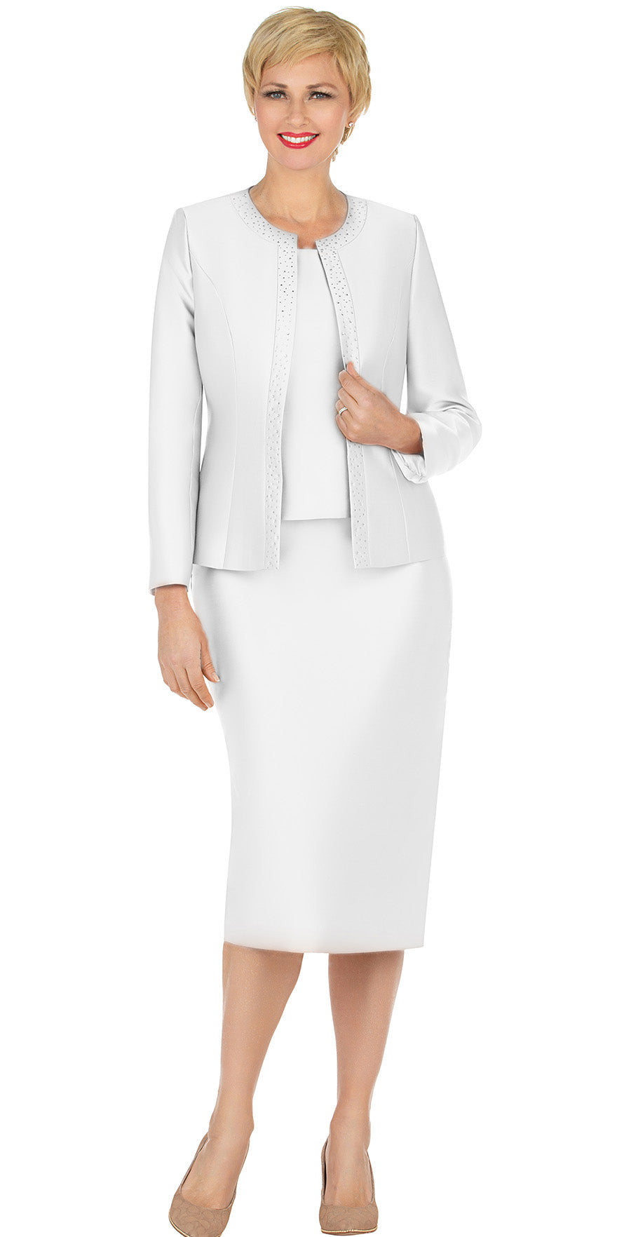 Giovanna Church Suit G1153C-White - Church Suits For Less