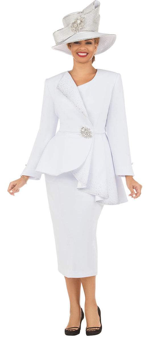 Giovanna Church Suit G1183C-White - Church Suits For Less