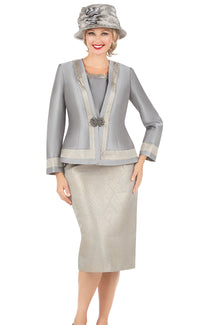 Giovanna Church Suit G1215C-Steel - Church Suits For Less