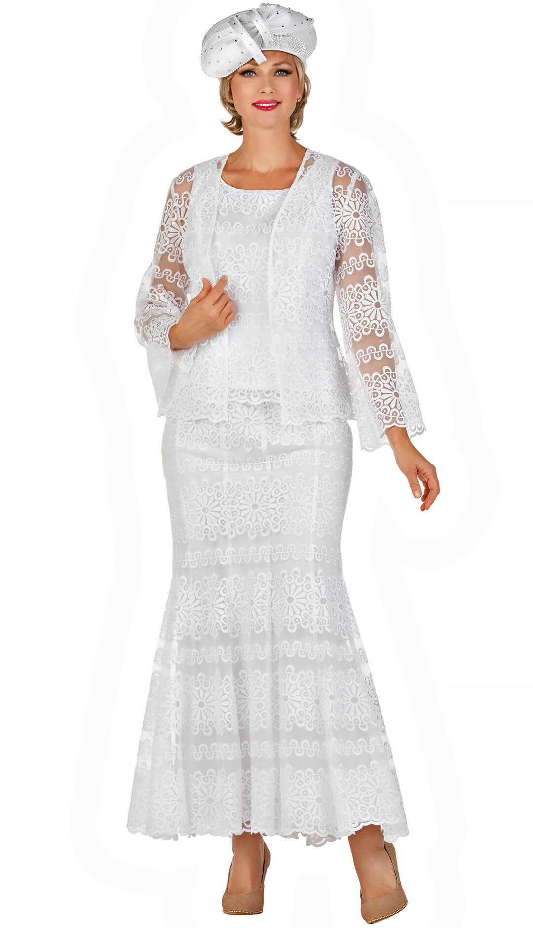 Giovanna Church Suit 0974C-White - Church Suits For Less