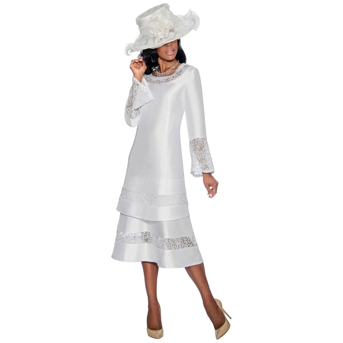 Giovanna Dress D1343C-White - Church Suits For Less