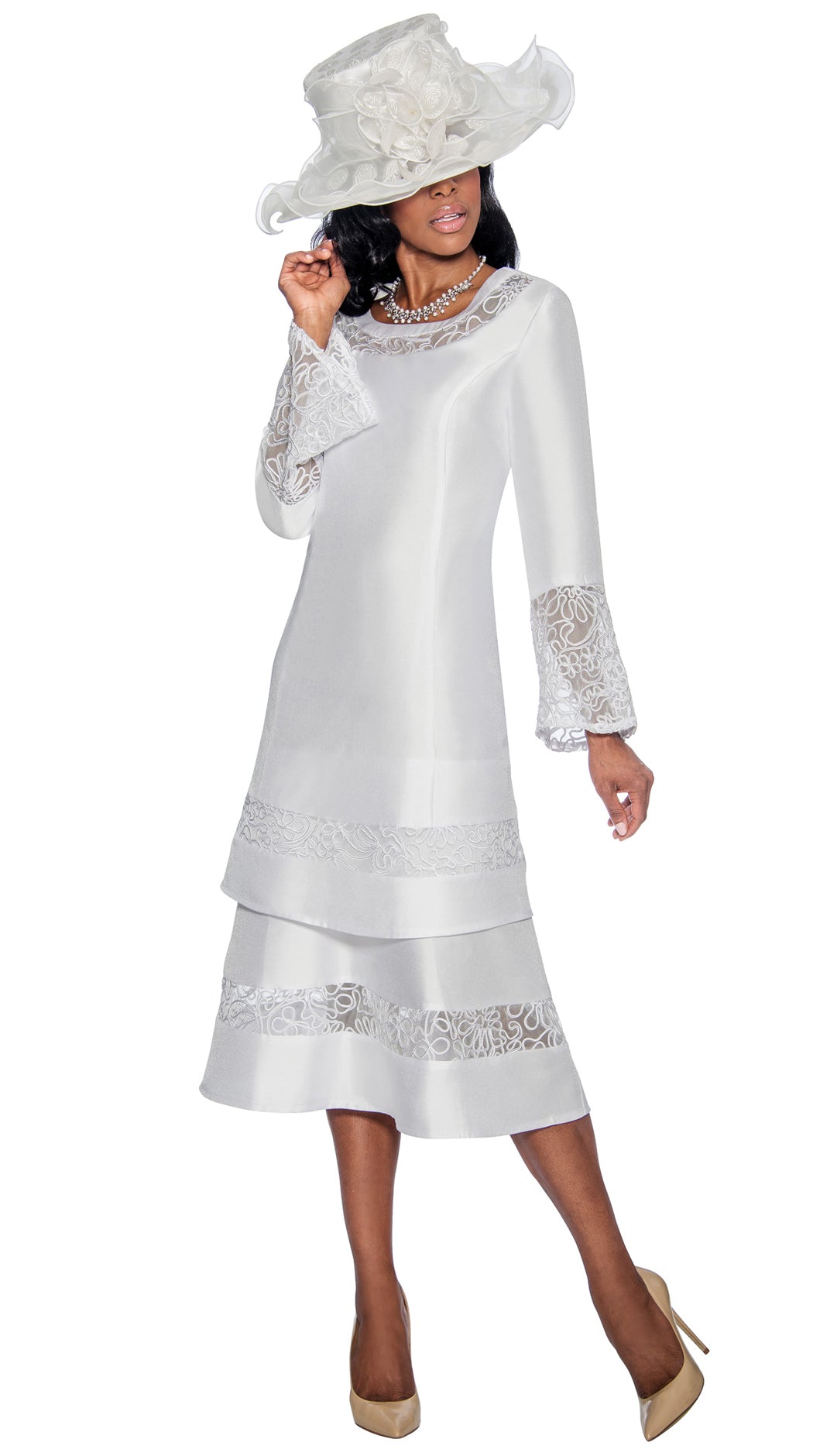 Giovanna Dress D1343-White - Church Suits For Less