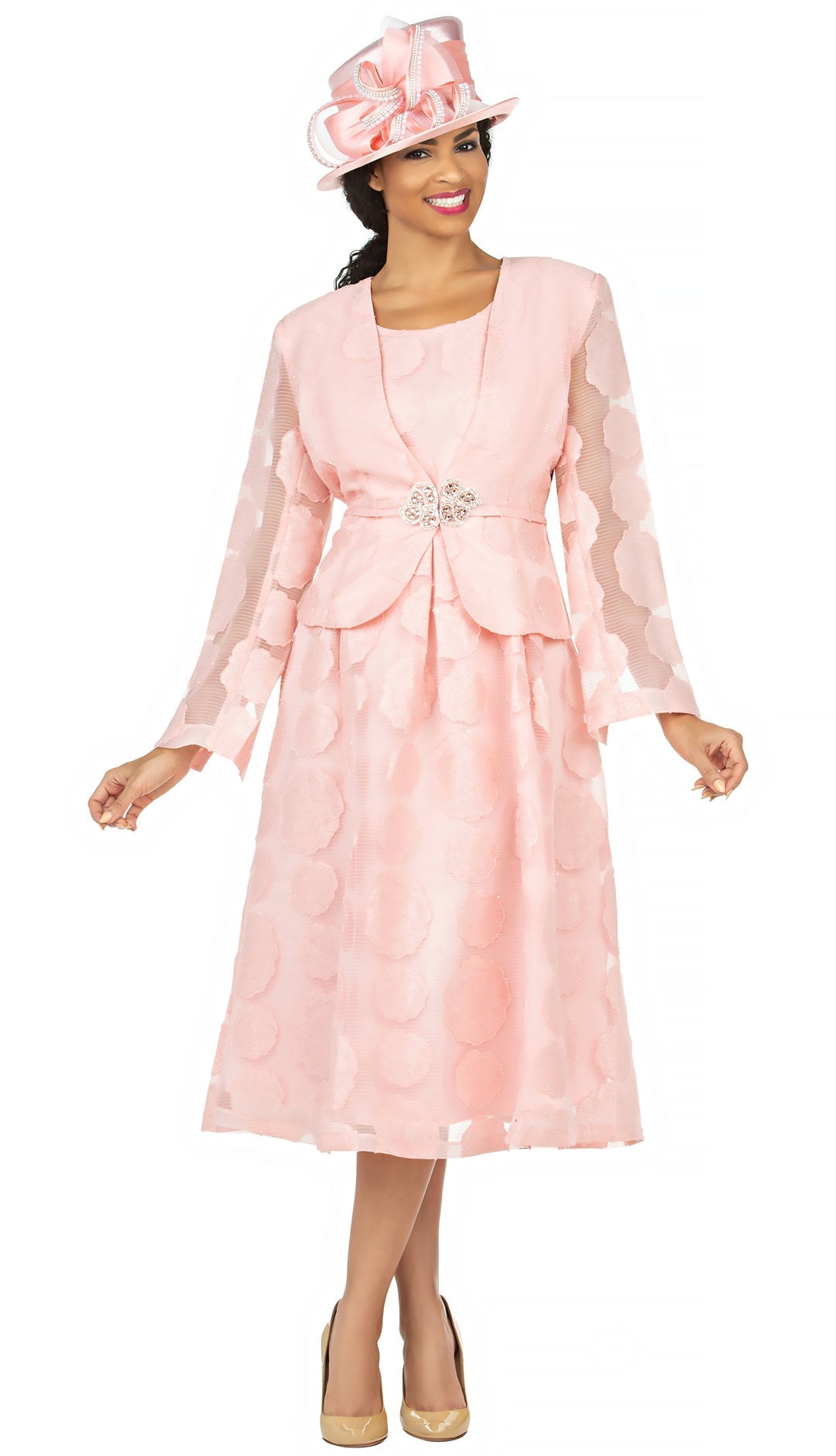 Giovanna Church Dress D1345C-Pink - Church Suits For Less