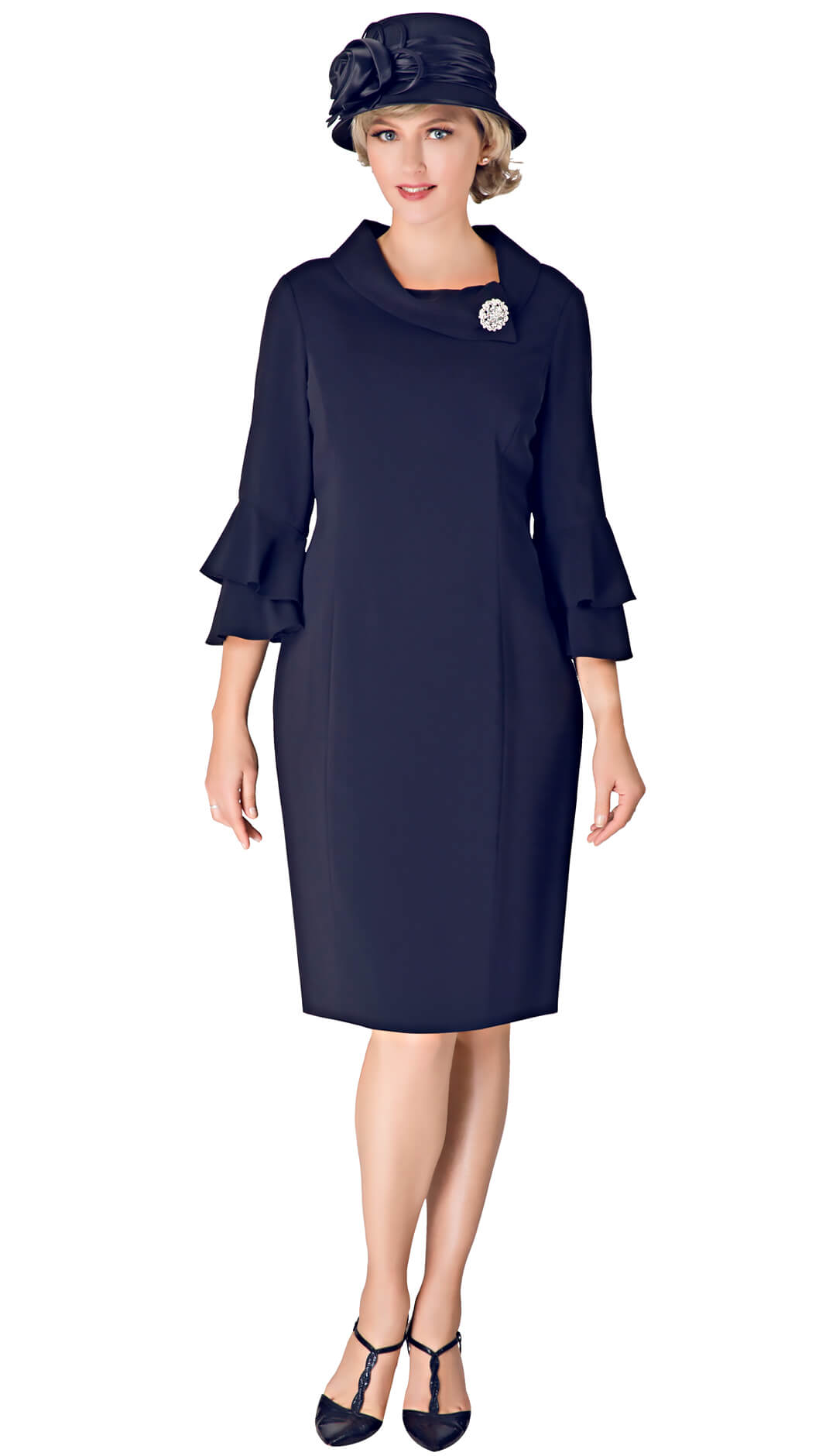 Giovanna Dress D1518-Dark Navy - Church Suits For Less