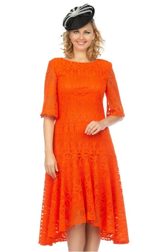 Giovanna Dress D1525C-Orange - Church Suits For Less