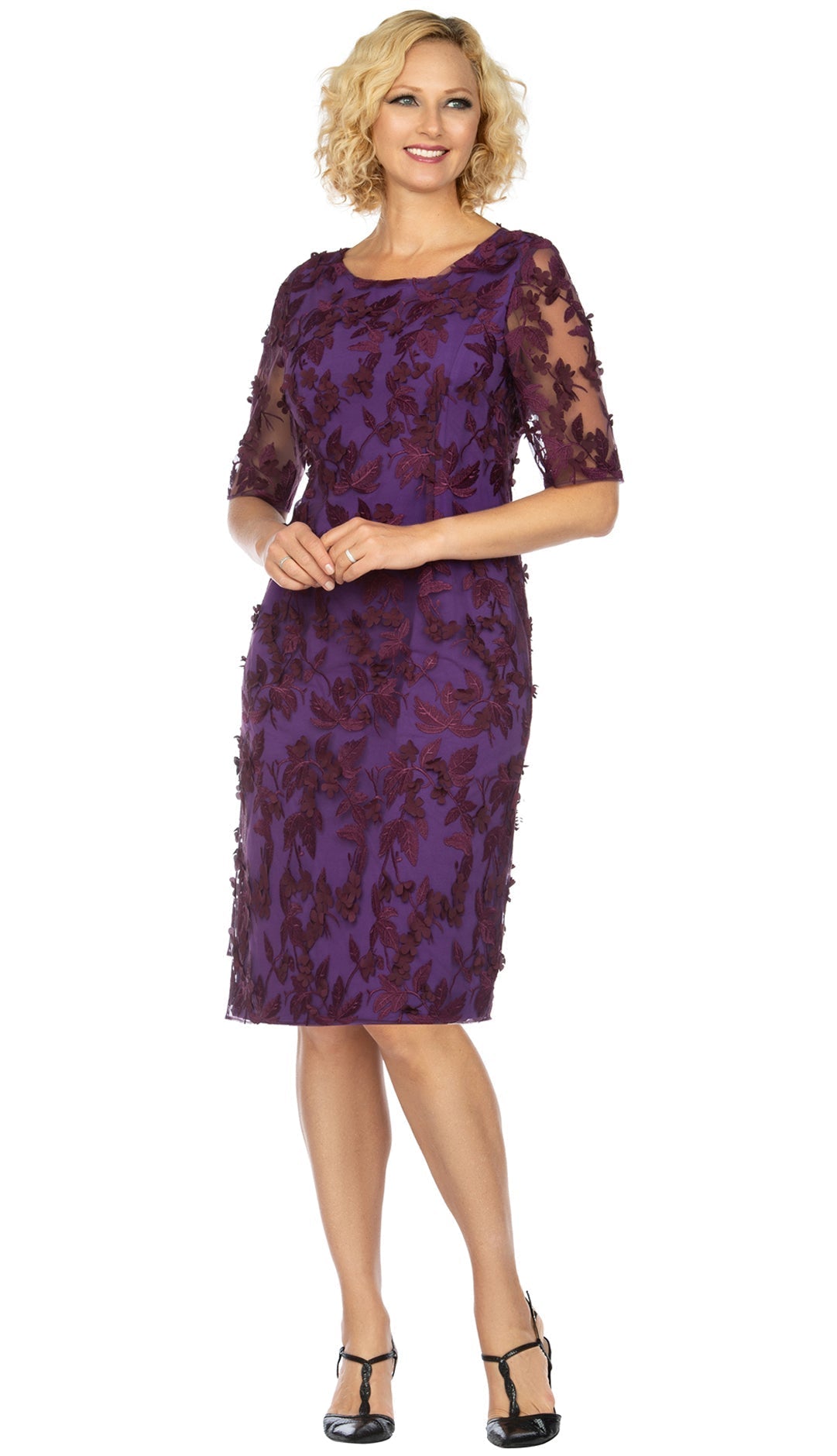 Giovanna Dress D1539-Eggplant - Church Suits For Less