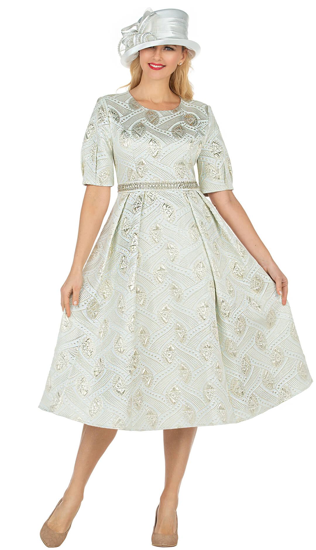 Giovanna Church Dress D1623-Light Blue - Church Suits For Less