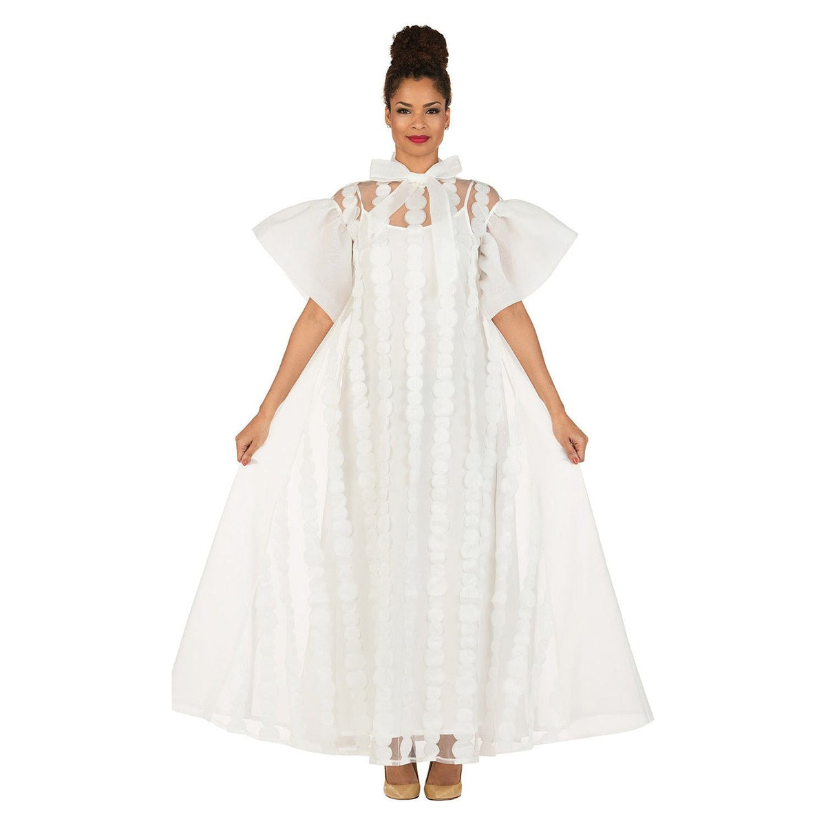 Giovanna Church Dress D1629C-White - Church Suits For Less