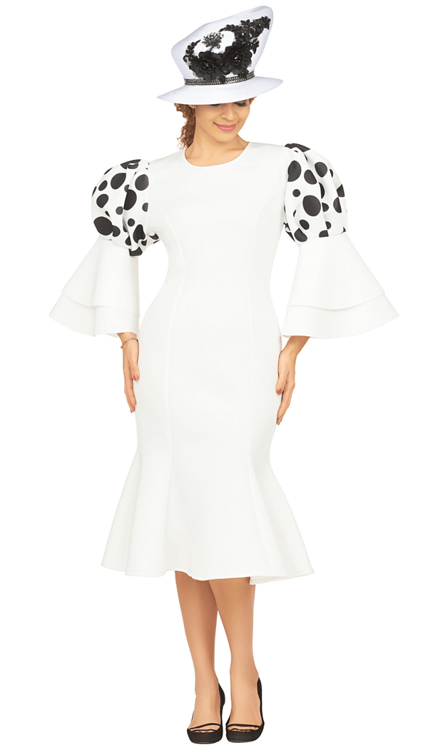 Giovanna Church Dress DP2402 White Black - Church Suits For Less