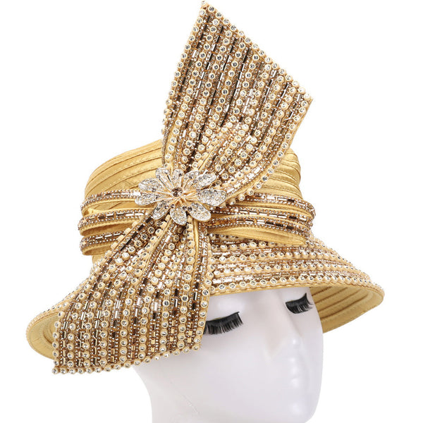 Giovanna Church Hat HR22114-Gold - Church Suits For Less