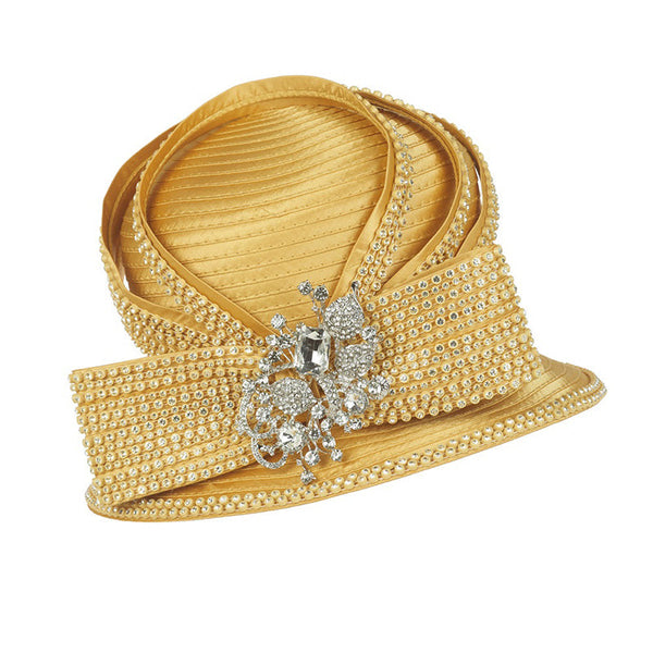 Giovanna Church Hat HR22129-Gold - Church Suits For Less