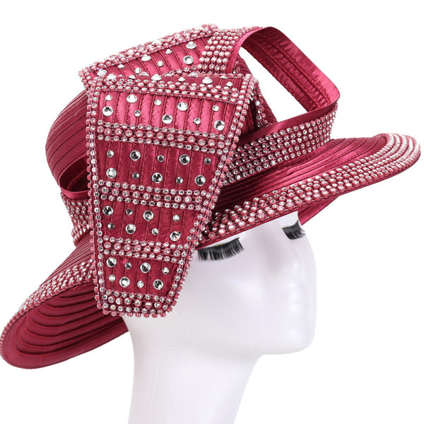 Giovanna Church Hat HR22130-Burgundy - Church Suits For Less