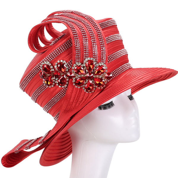 Giovanna Church Hat HR22133-Red - Church Suits For Less