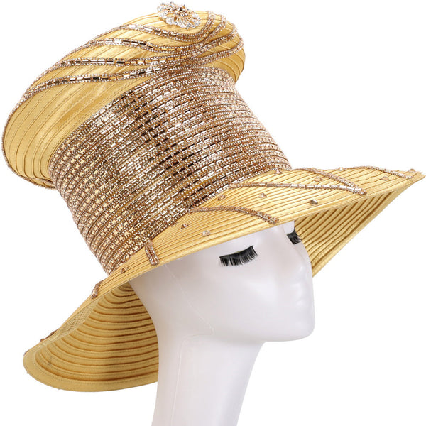 Giovanna Church Hat HR22134-Gold - Church Suits For Less