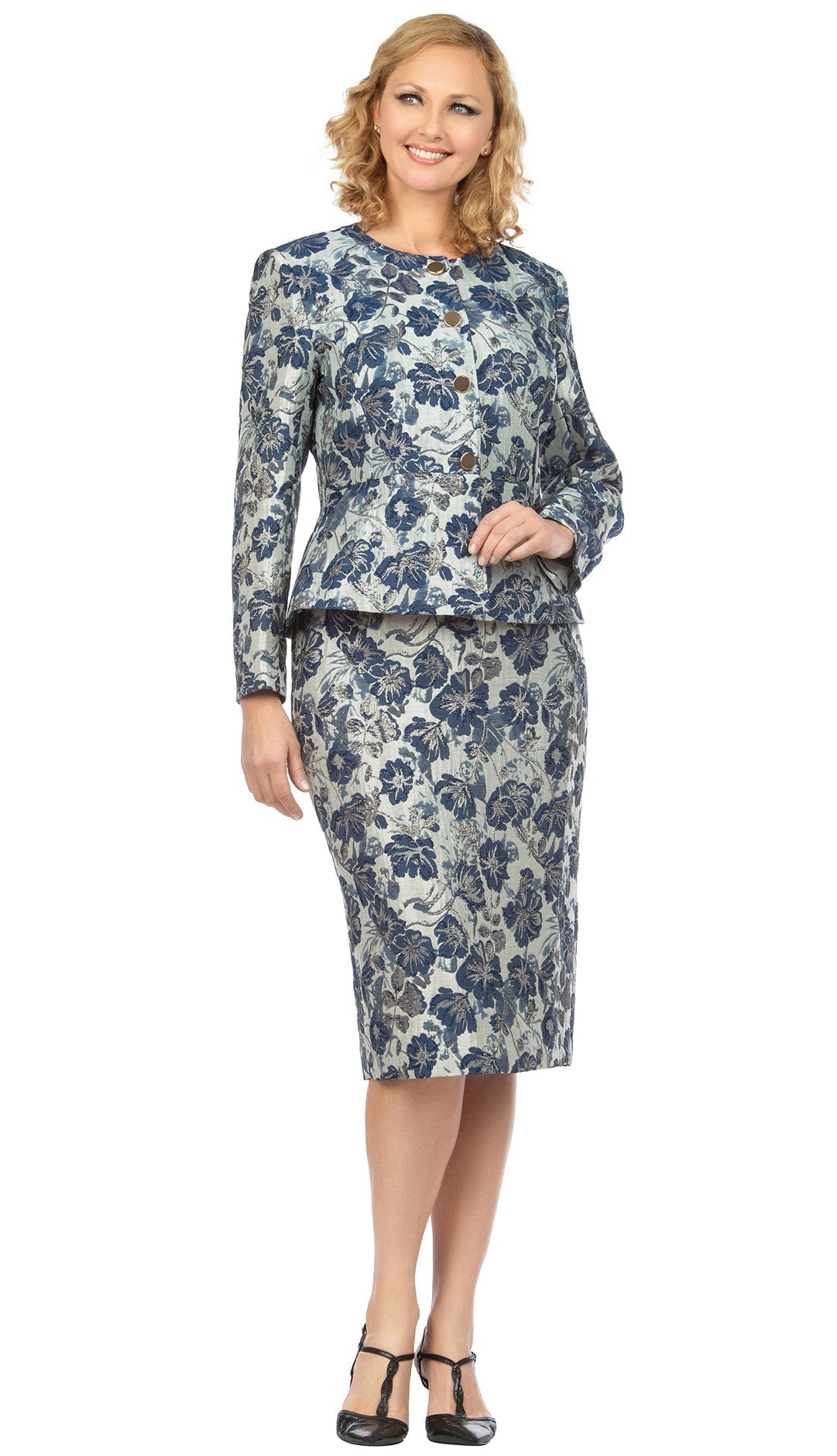 Giovanna Suit S0726-Navy/Silver - Church Suits For Less