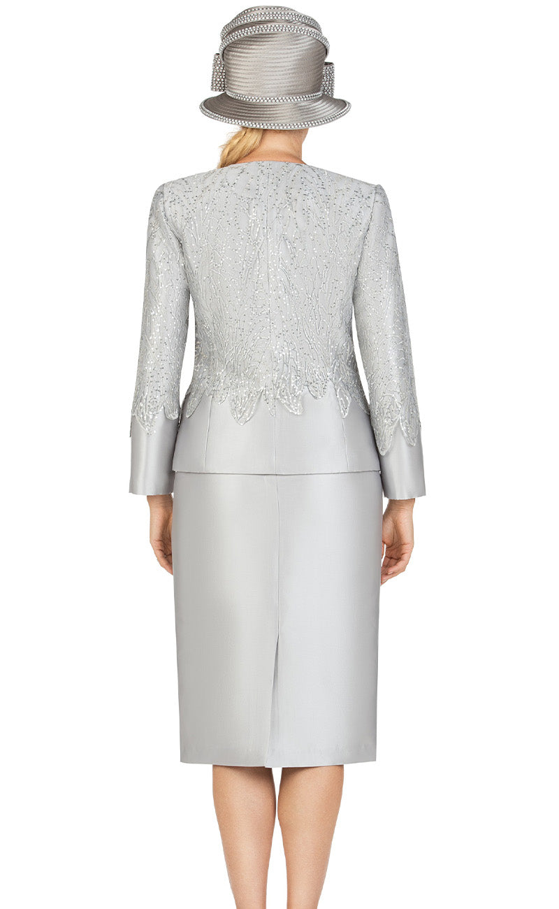 Giovanna Church Suit G1194-Silver - Church Suits For Less