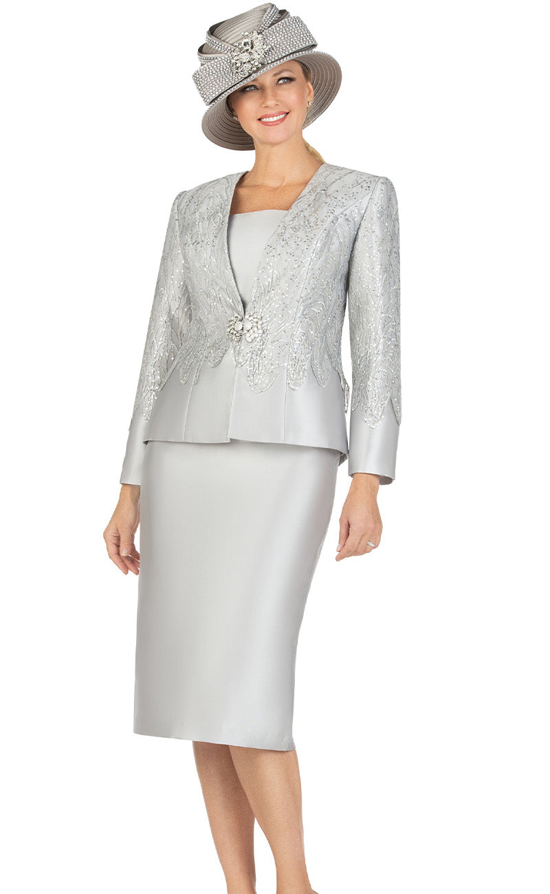 Giovanna Church Suit G1194C-Silver - Church Suits For Less