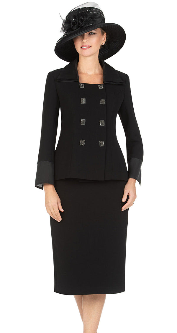 Giovanna Women Suit S0742-Black/Black - Church Suits For Less