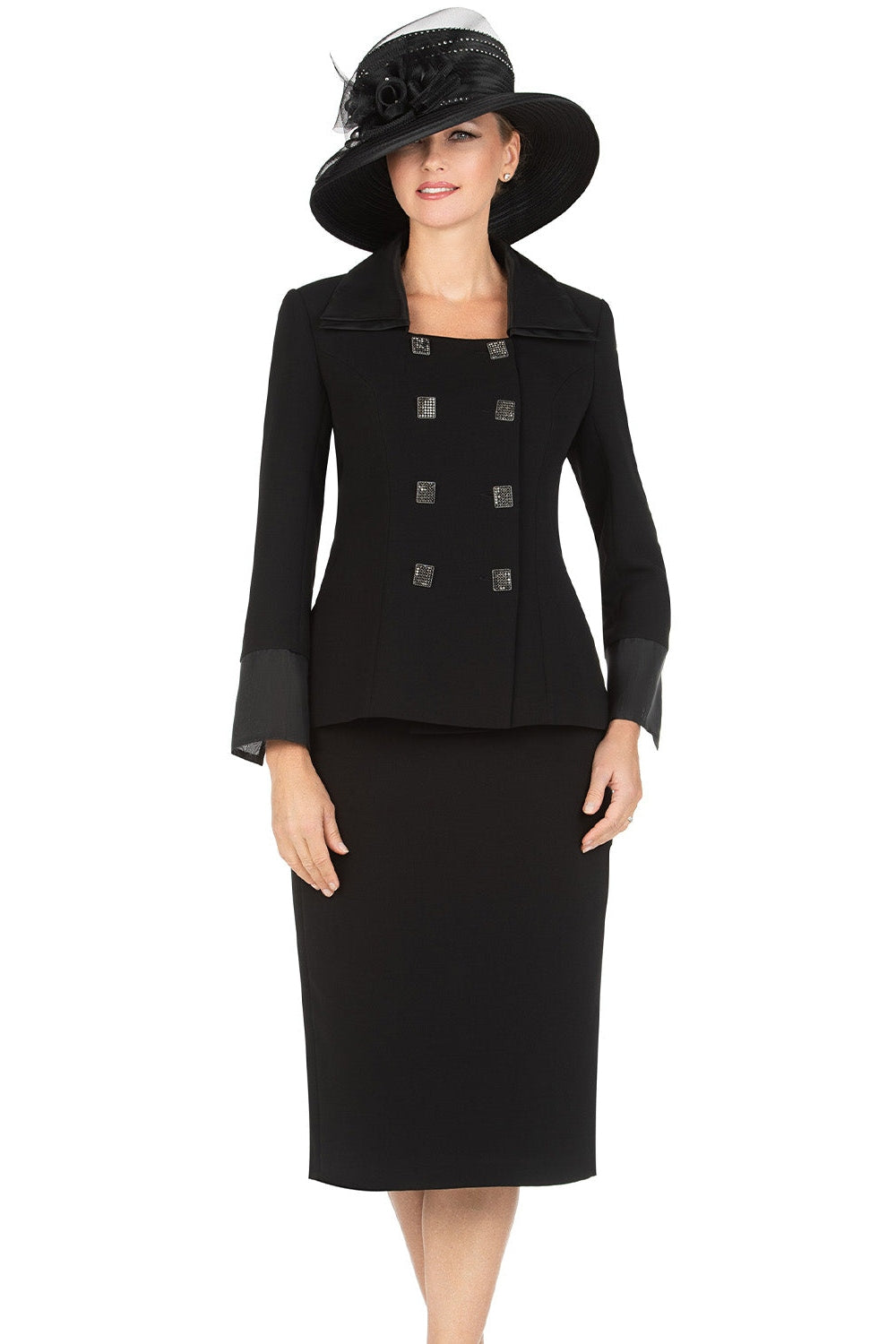 Giovanna Women Suit S0742C-Black/Black - Church Suits For Less