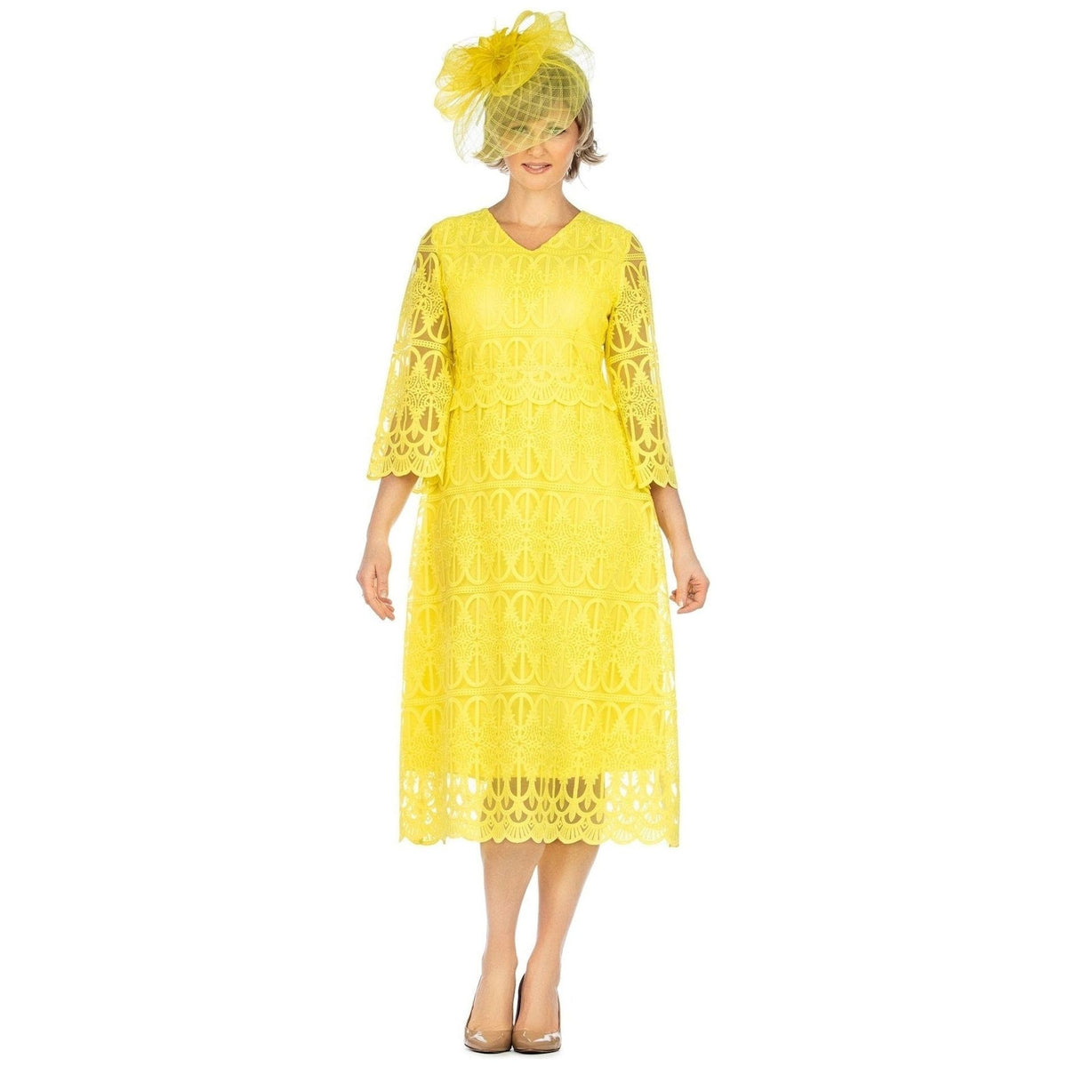 Giovanna Dress D1520C-Yellow - Church Suits For Less