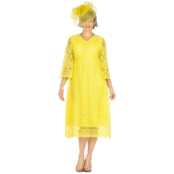 Giovanna Dress D1520C-Yellow - Church Suits For Less